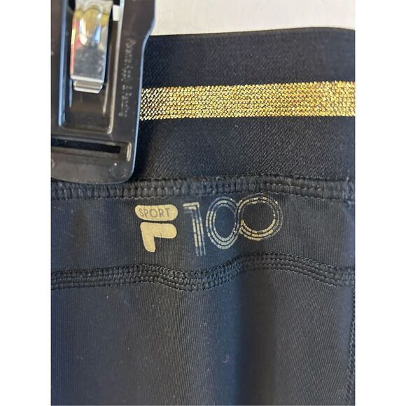 Fila 100 Sport workout shorts women’s large black gold trim - Picture 2 of 6